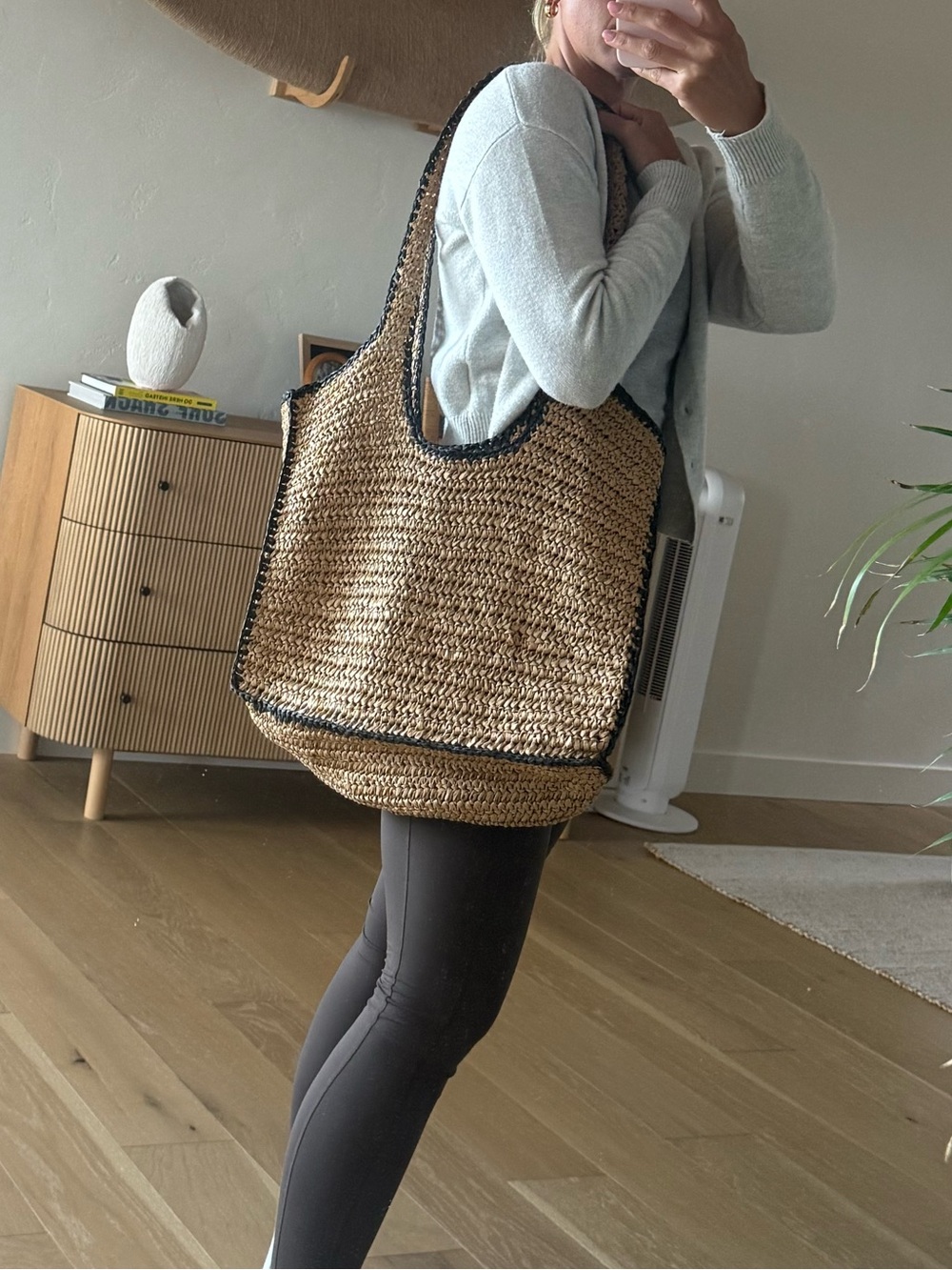 Woven Straw Tote Bag in Natural Brown - Women Bags